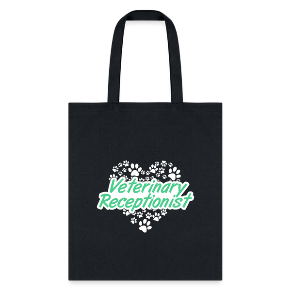 Veterinary Receptionist Heart Paws Tote Bag-Tote Bag | Q-Tees Q800-I love Veterinary