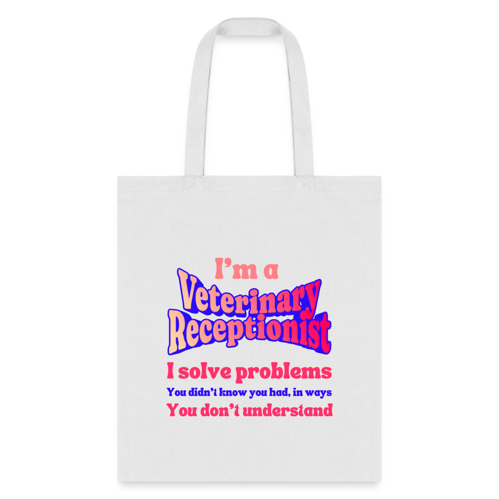 I'm a vet receptionist, I solve problems 2 Tote Bag-Tote Bag | Q-Tees Q800-I love Veterinary