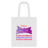 I'm a vet receptionist, I solve problems 2 Tote Bag-Tote Bag | Q-Tees Q800-I love Veterinary