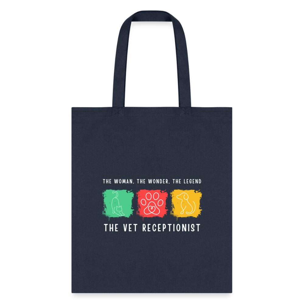 The woman, the wonder, the legend - the Vet Receptionist Tote Bag-Tote Bag | Q-Tees Q800-I love Veterinary