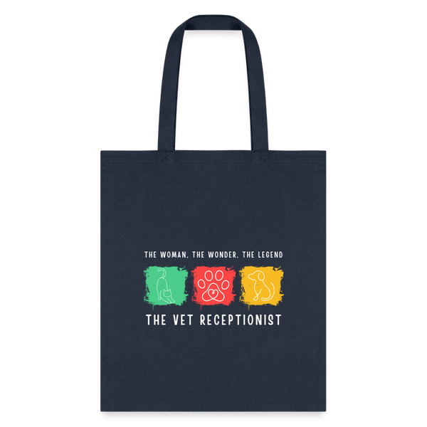 The woman, the wonder, the legend - the Vet Receptionist Tote Bag-Tote Bag | Q-Tees Q800-I love Veterinary