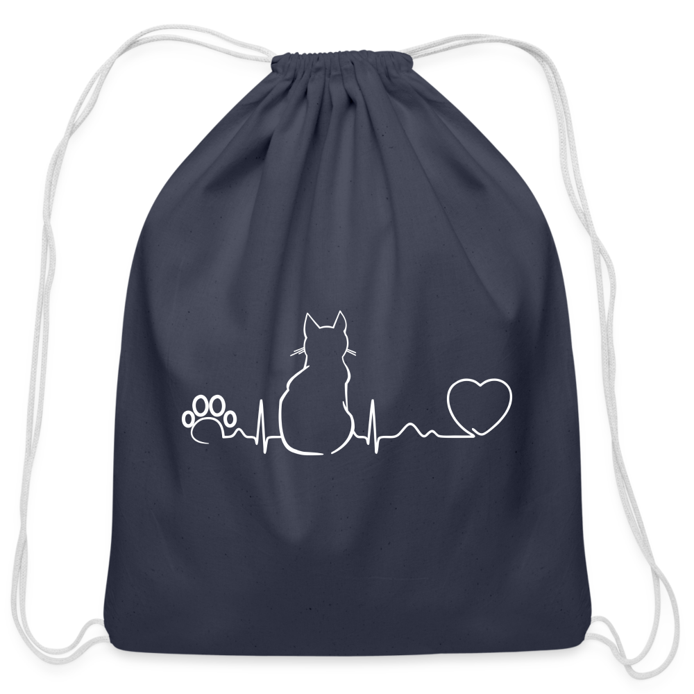 Cat Pulse Drawstring Bag-Cotton Drawstring Bag | Q-Tees Q4500-I love Veterinary