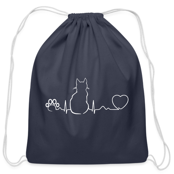 Cat Pulse Drawstring Bag-Cotton Drawstring Bag | Q-Tees Q4500-I love Veterinary