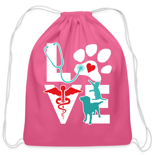 Love Dog and Cat Cotton Drawstring Bag-Cotton Drawstring Bag | Q-Tees Q4500-I love Veterinary