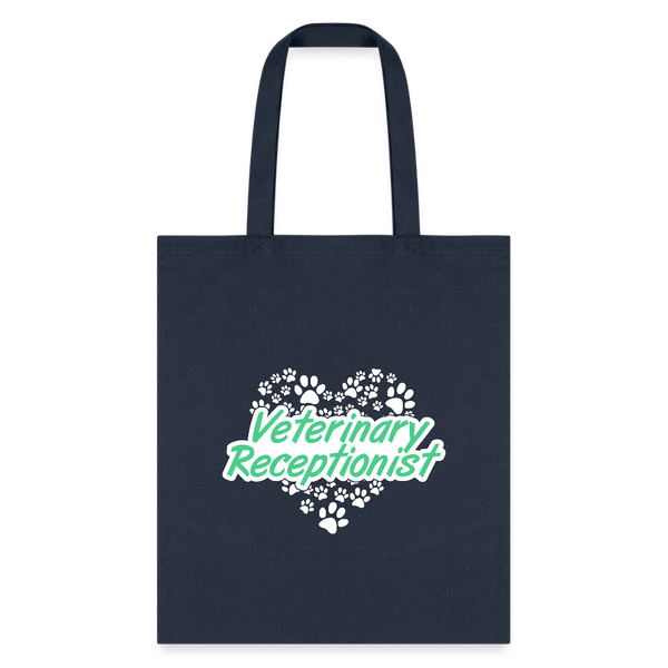 Veterinary Receptionist Heart Paws Tote Bag-Tote Bag | Q-Tees Q800-I love Veterinary