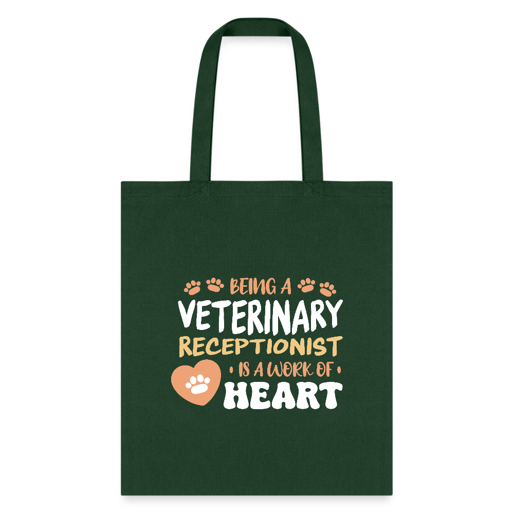 Veterinary receptionist work of heart Cotton Tote Bag-Tote Bag | Q-Tees Q800-I love Veterinary