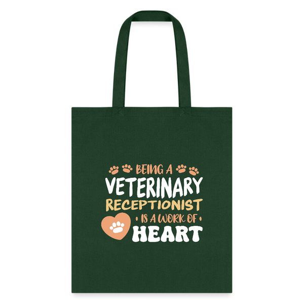 Veterinary receptionist work of heart Cotton Tote Bag-Tote Bag | Q-Tees Q800-I love Veterinary