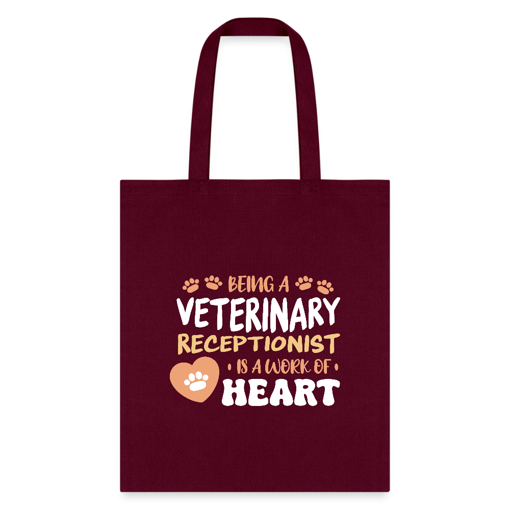 Veterinary receptionist work of heart Cotton Tote Bag-Tote Bag | Q-Tees Q800-I love Veterinary