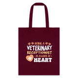 Veterinary receptionist work of heart Cotton Tote Bag-Tote Bag | Q-Tees Q800-I love Veterinary