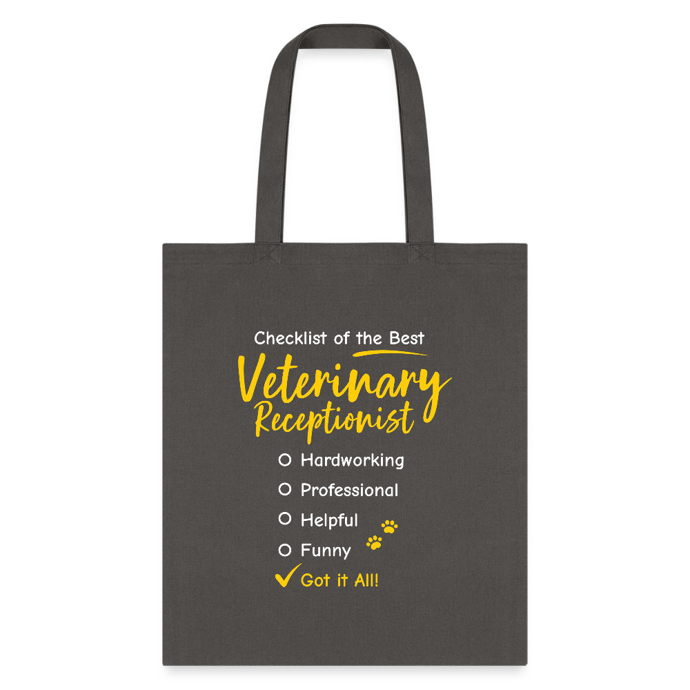 Veterinary Receptionist checklist Cotton Tote Bag-Tote Bag | Q-Tees Q800-I love Veterinary