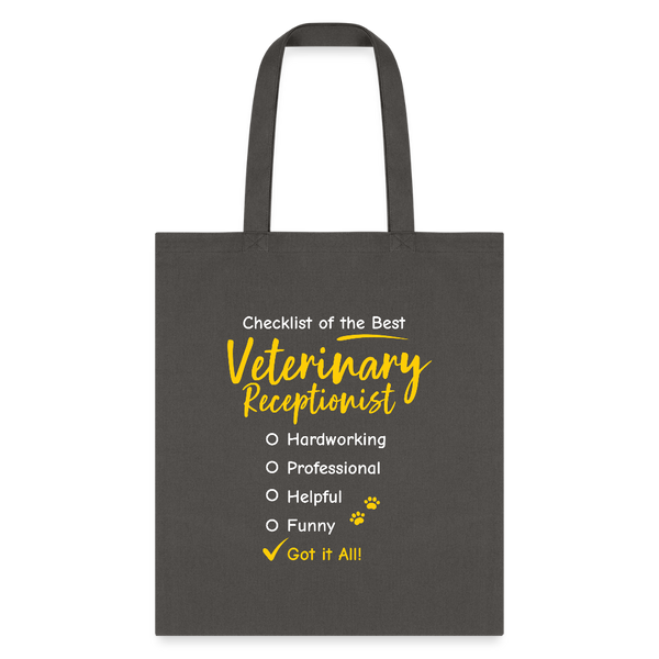 Veterinary Receptionist checklist Cotton Tote Bag-Tote Bag | Q-Tees Q800-I love Veterinary