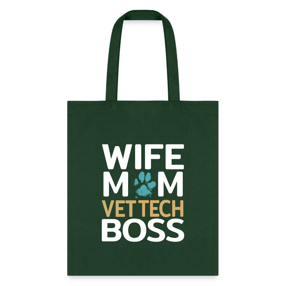 Wife Mom Vet Tech BOSS Tote Bag-Tote Bag | Q-Tees Q800-I love Veterinary