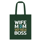 Wife Mom Vet Tech BOSS Tote Bag-Tote Bag | Q-Tees Q800-I love Veterinary