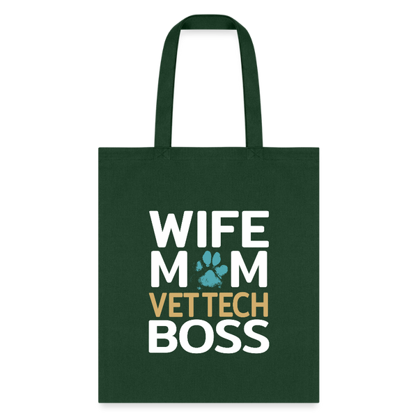 Wife Mom Vet Tech BOSS Tote Bag-Tote Bag | Q-Tees Q800-I love Veterinary
