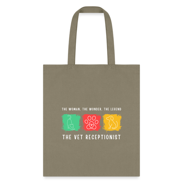 The woman, the wonder, the legend - the Vet Receptionist Tote Bag-Tote Bag | Q-Tees Q800-I love Veterinary
