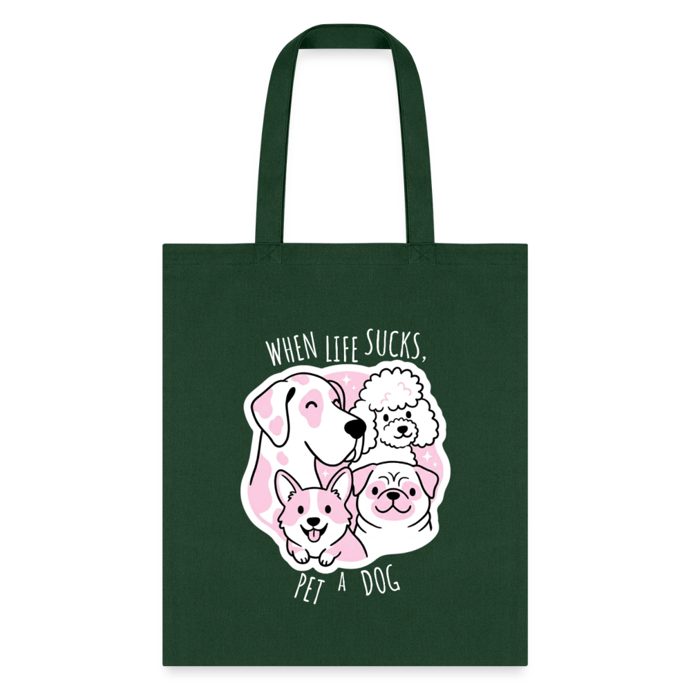 When life sucks pet a dog Cotton Tote Bag-Tote Bag | Q-Tees Q800-I love Veterinary