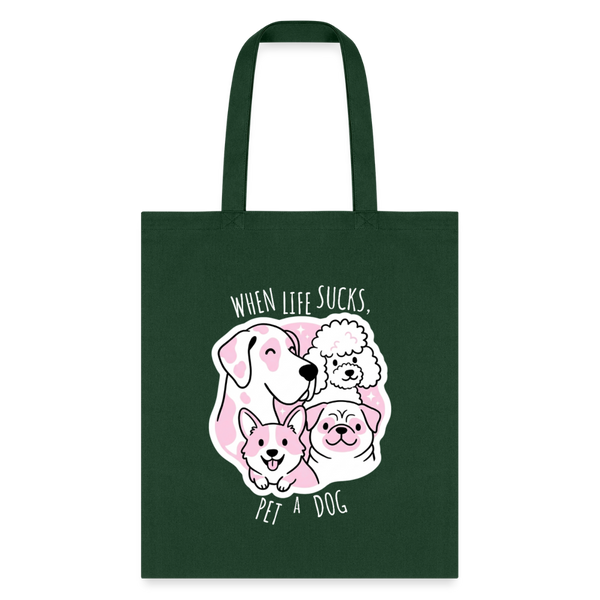 When life sucks pet a dog Cotton Tote Bag-Tote Bag | Q-Tees Q800-I love Veterinary