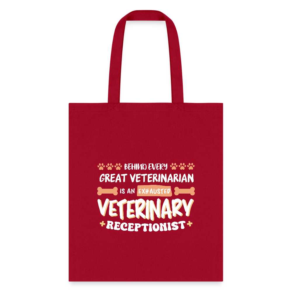 Exhausted veterinary receptionist Cotton Tote Bag-Tote Bag | Q-Tees Q800-I love Veterinary