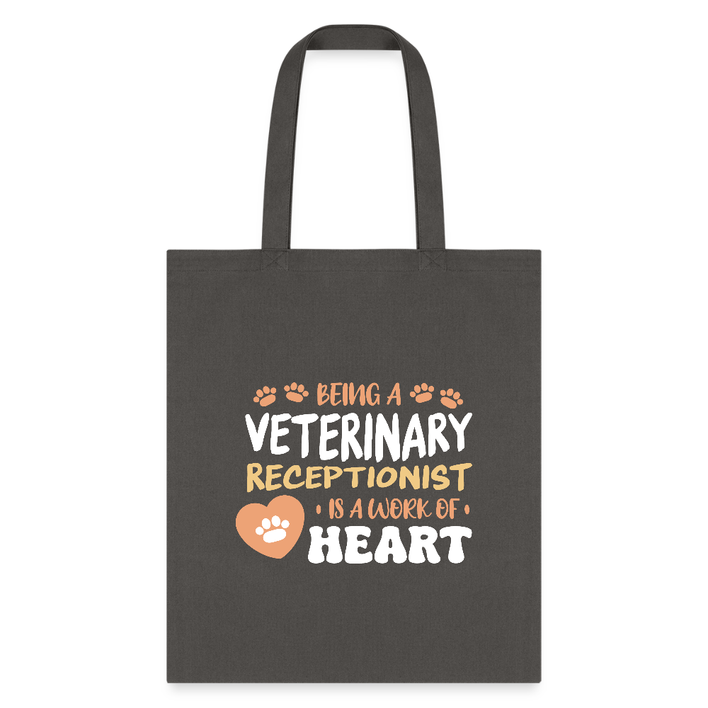 Veterinary receptionist work of heart Cotton Tote Bag-Tote Bag | Q-Tees Q800-I love Veterinary