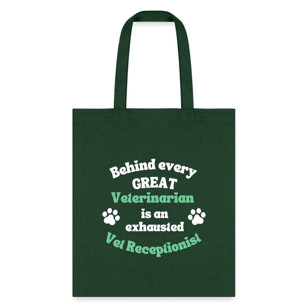Behind every great veterinarian is an exhausted vet receptionist Tote Bag-Tote Bag | Q-Tees Q800-I love Veterinary