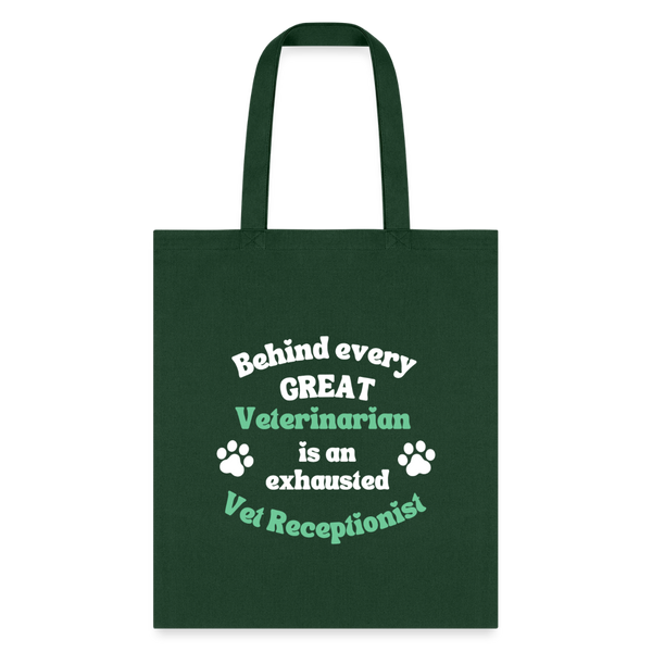 Behind every great veterinarian is an exhausted vet receptionist Tote Bag-Tote Bag | Q-Tees Q800-I love Veterinary