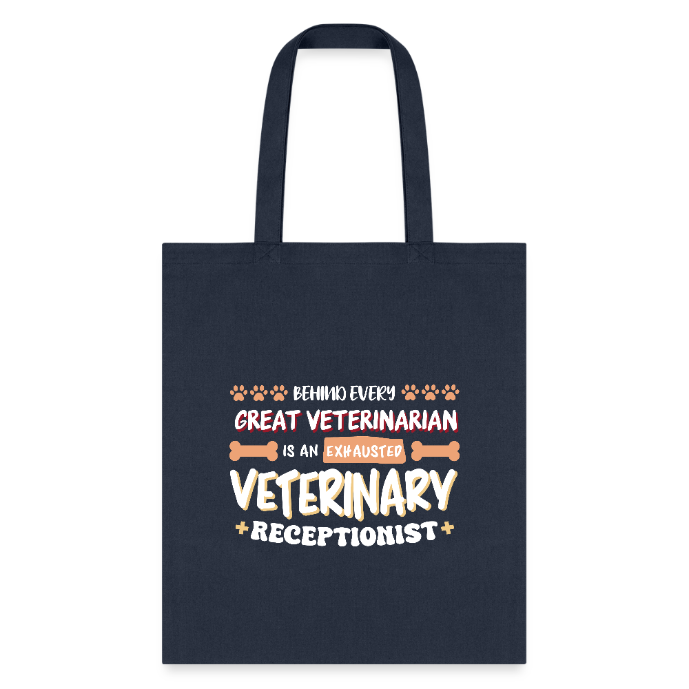 Exhausted veterinary receptionist Cotton Tote Bag-Tote Bag | Q-Tees Q800-I love Veterinary
