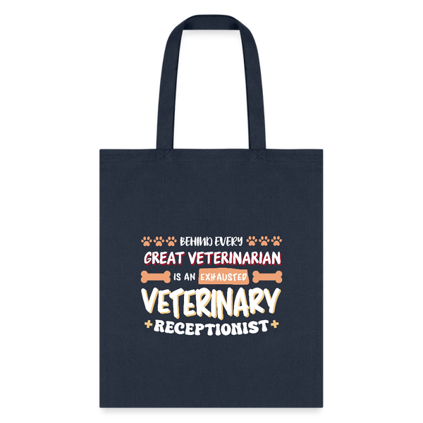Exhausted veterinary receptionist Cotton Tote Bag-Tote Bag | Q-Tees Q800-I love Veterinary