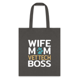 Wife Mom Vet Tech BOSS Tote Bag-Tote Bag | Q-Tees Q800-I love Veterinary