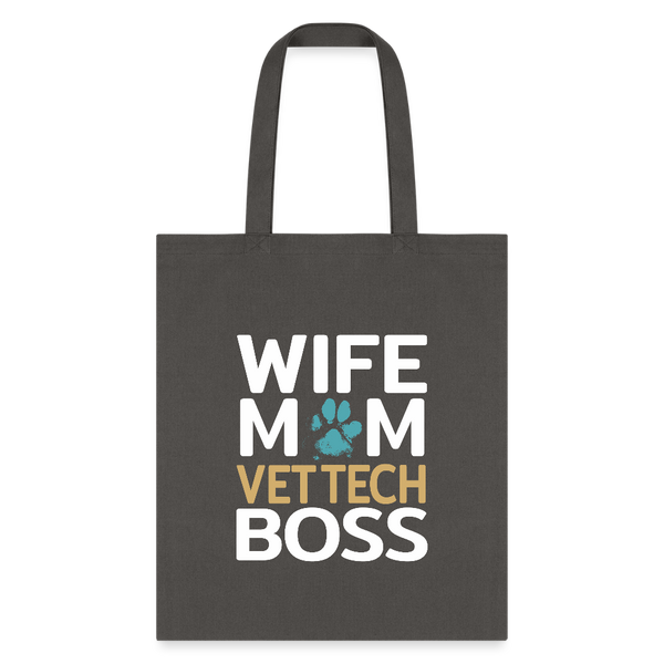 Wife Mom Vet Tech BOSS Tote Bag-Tote Bag | Q-Tees Q800-I love Veterinary