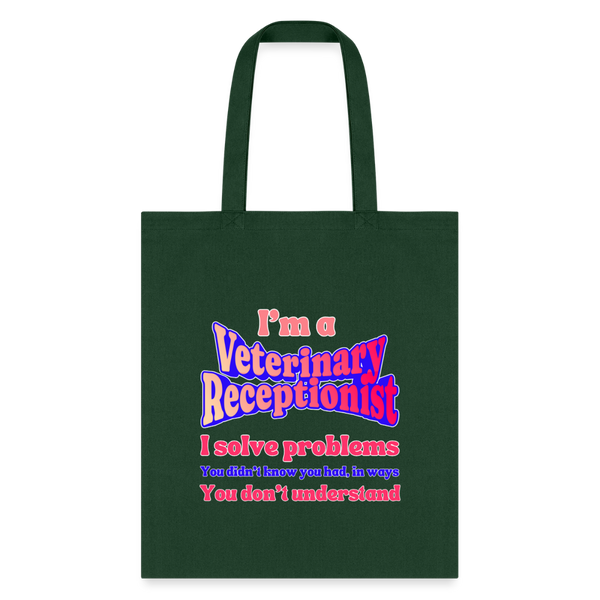 I'm a vet receptionist, I solve problems 2 Tote Bag-Tote Bag | Q-Tees Q800-I love Veterinary