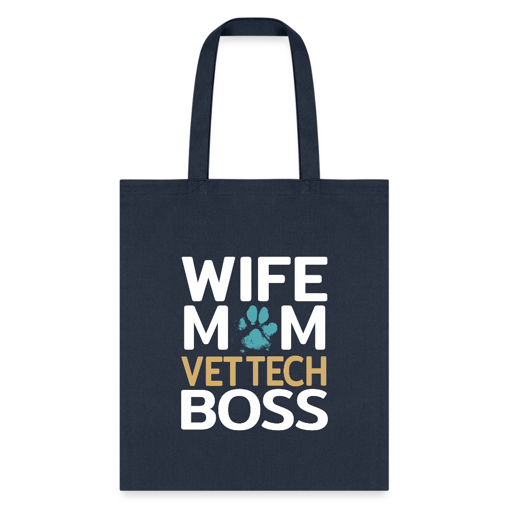 Wife Mom Vet Tech BOSS Tote Bag-Tote Bag | Q-Tees Q800-I love Veterinary