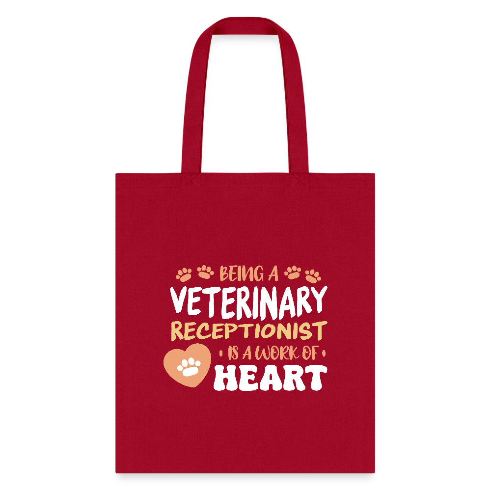 Veterinary receptionist work of heart Cotton Tote Bag-Tote Bag | Q-Tees Q800-I love Veterinary