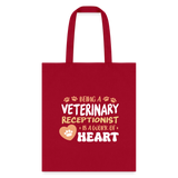 Veterinary receptionist work of heart Cotton Tote Bag-Tote Bag | Q-Tees Q800-I love Veterinary