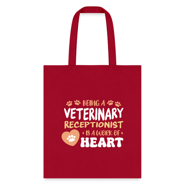 Veterinary receptionist work of heart Cotton Tote Bag-Tote Bag | Q-Tees Q800-I love Veterinary