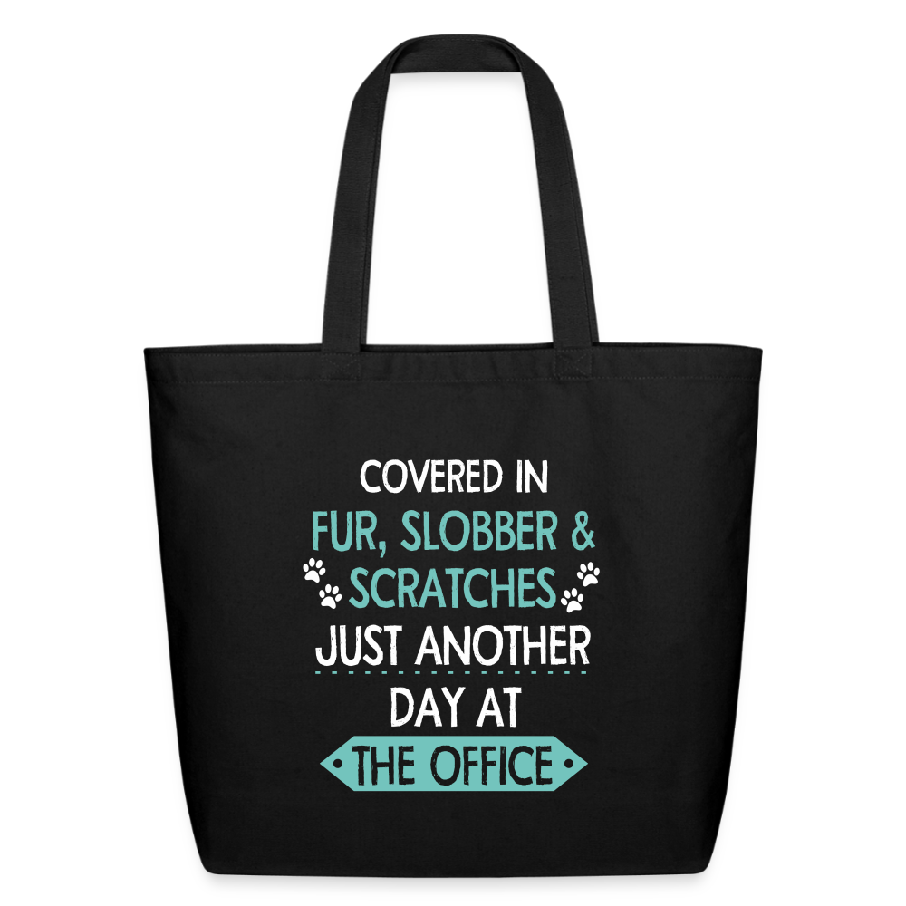 Fur Slobber Scratches (Teal) Eco Cotton Tote - black