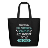 Fur Slobber Scratches (Teal) Eco Cotton Tote - black