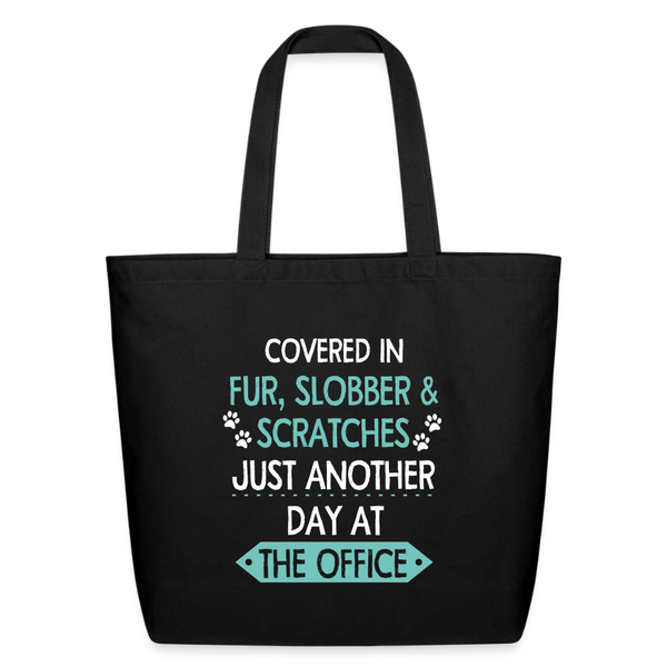 Fur Slobber Scratches (Teal) Eco Cotton Tote - black