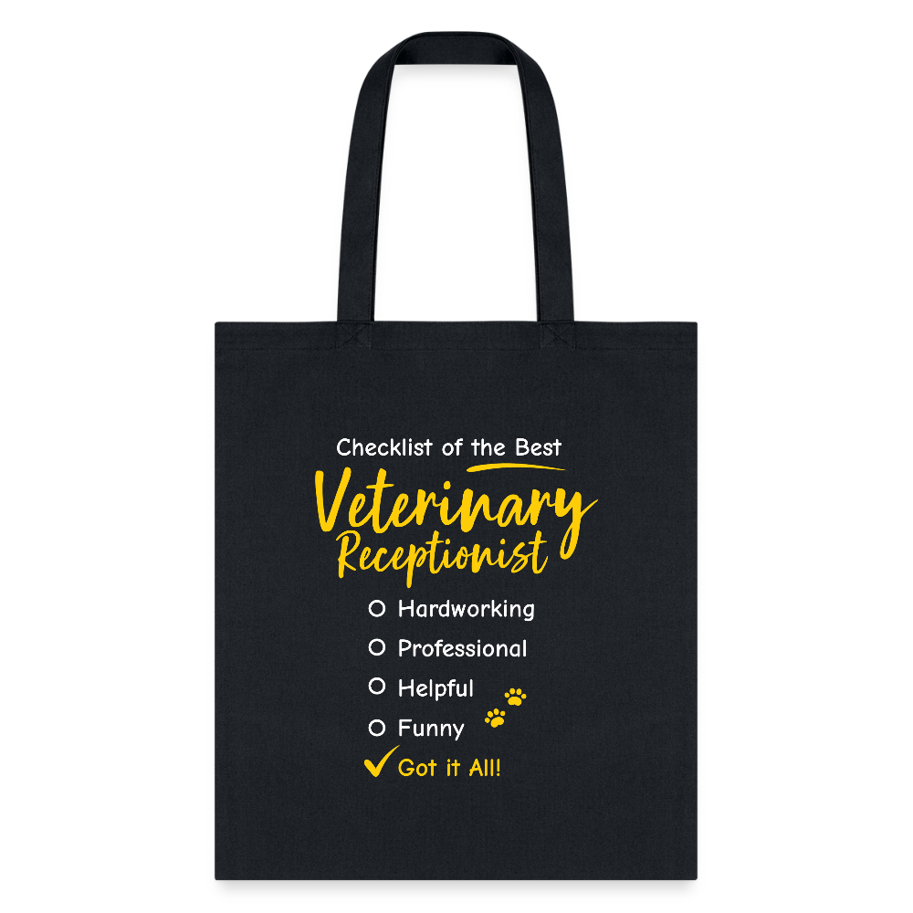 Veterinary Receptionist checklist Cotton Tote Bag-Tote Bag | Q-Tees Q800-I love Veterinary