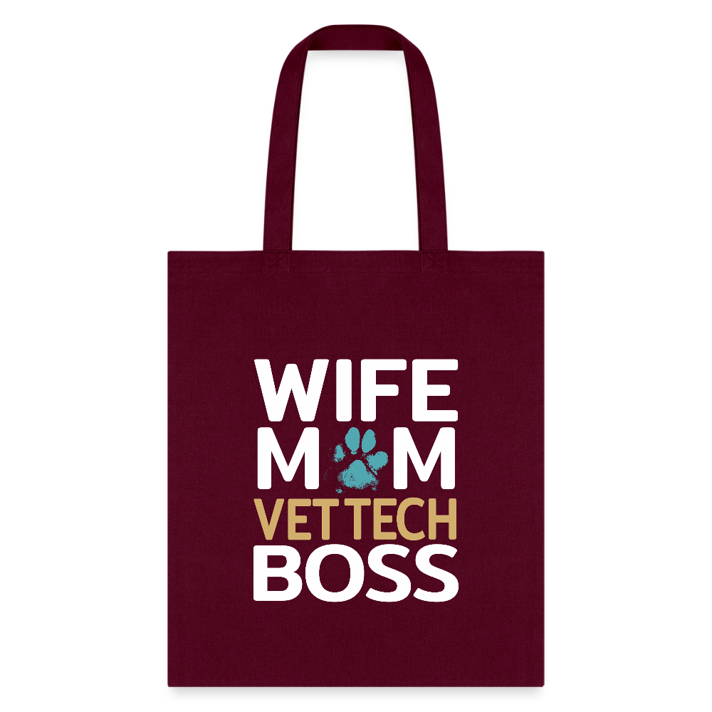 Wife Mom Vet Tech BOSS Tote Bag-Tote Bag | Q-Tees Q800-I love Veterinary
