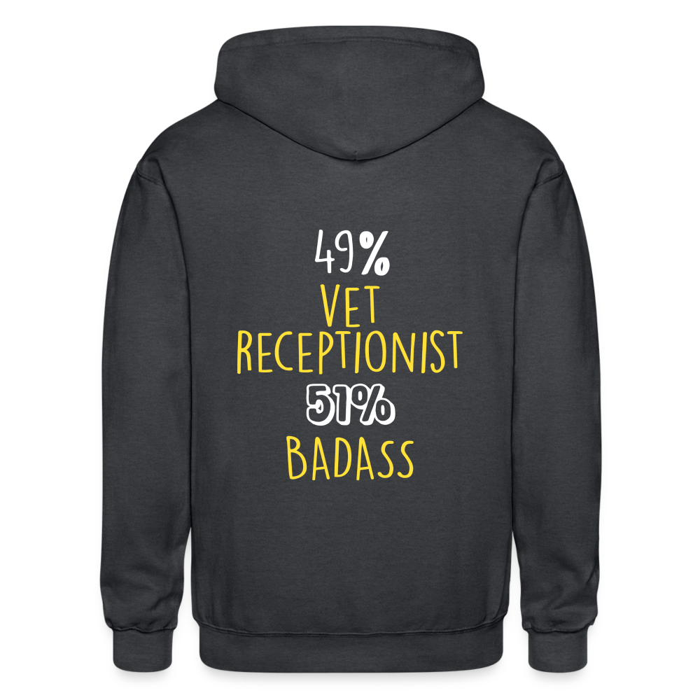 49% vet receptionist 51% Badass Unisex Zip Hoodie-Heavy Blend Adult Zip Hoodie | Gildan G18600-I love Veterinary