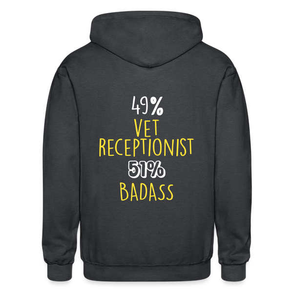 49% vet receptionist 51% Badass Unisex Zip Hoodie-Heavy Blend Adult Zip Hoodie | Gildan G18600-I love Veterinary