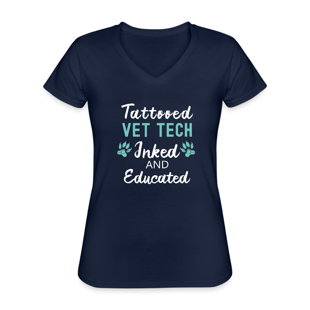 Vet Tech Inked and Educated Women's V-Neck T-Shirt-Women's V-Neck T-Shirt | Fruit of the Loom L39VR-I love Veterinary