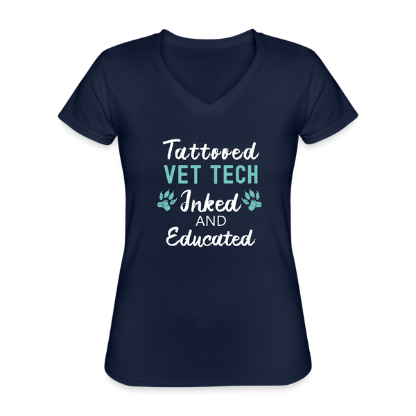 Vet Tech Inked and Educated Women's V-Neck T-Shirt-Women's V-Neck T-Shirt | Fruit of the Loom L39VR-I love Veterinary