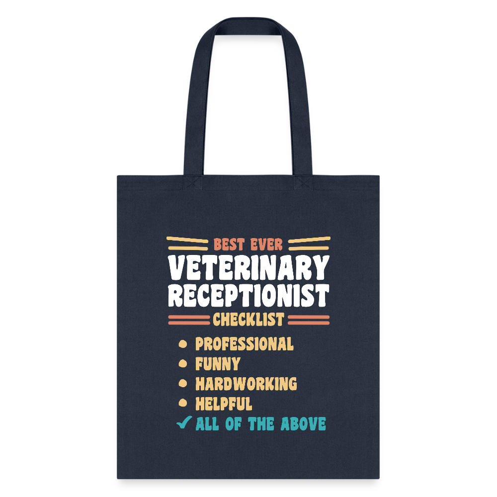 Veterinary Receptionist Best Ever Cotton Tote Bag-Tote Bag | Q-Tees Q800-I love Veterinary