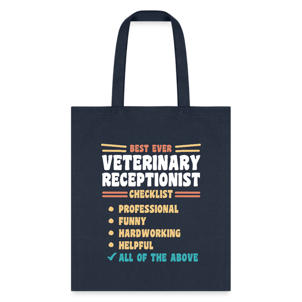 Veterinary Receptionist Best Ever Cotton Tote Bag-Tote Bag | Q-Tees Q800-I love Veterinary
