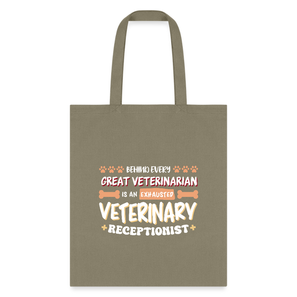 Exhausted veterinary receptionist Cotton Tote Bag-Tote Bag | Q-Tees Q800-I love Veterinary