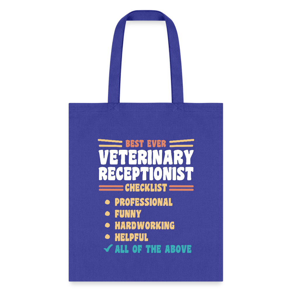 Veterinary Receptionist Best Ever Cotton Tote Bag-Tote Bag | Q-Tees Q800-I love Veterinary