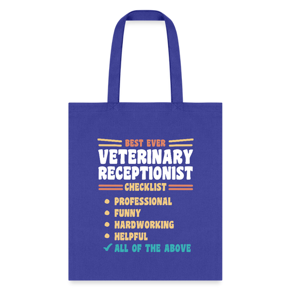 Veterinary Receptionist Best Ever Cotton Tote Bag-Tote Bag | Q-Tees Q800-I love Veterinary