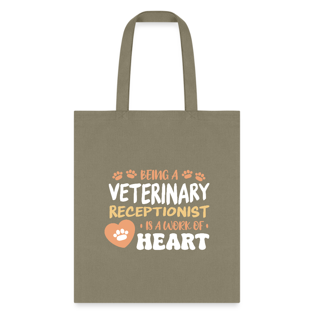 Veterinary receptionist work of heart Cotton Tote Bag-Tote Bag | Q-Tees Q800-I love Veterinary