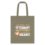 Veterinary receptionist work of heart Cotton Tote Bag-Tote Bag | Q-Tees Q800-I love Veterinary